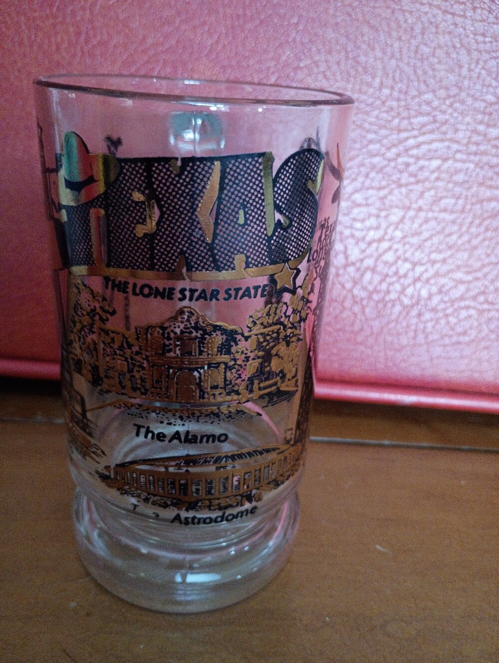 Texas Gold Accent Glass Landmarks Souvenir - Mug Stein